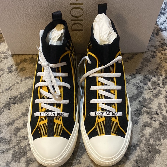 Dior WALK'N'DIOR SNEAKER Yellow and Black Check'n'Dior Technical Mesh - Picture 6 of 11